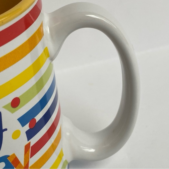 Birthday Mug Button & Burton Never used! Rainbow Polka Dots Ceramic Stripes New - Picture 4 of 15